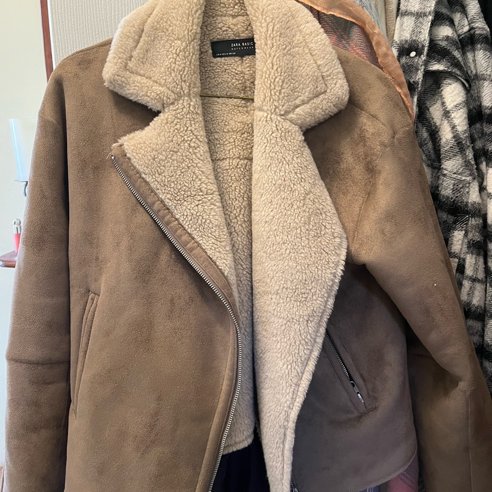 Zara Brown Faux Shearling Jacket